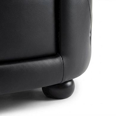 Glamour Style Faux Leather Nightstand with 2 Drawers and Oval Design