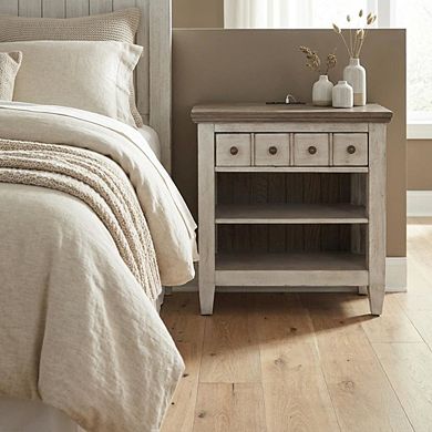 Nightstand with Charging Station and Farmhouse Style