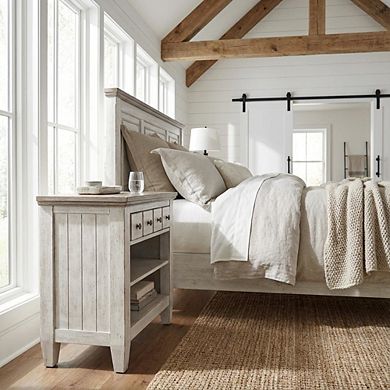 Nightstand with Charging Station and Farmhouse Style