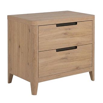 Oak Finish Nightstand with Modern Style and Durable Construction