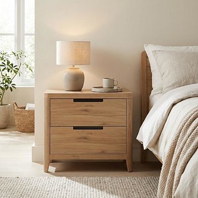 Oak Finish Nightstand with Modern Style and Durable Construction