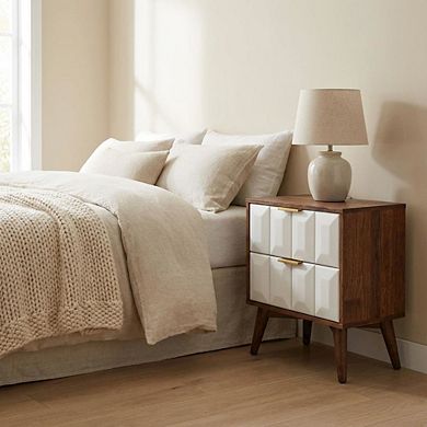 Black Modern Bedroom Nightstand with Minimalist Design and Metal Frame