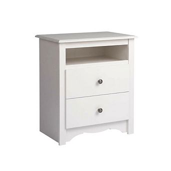Monterey Tall Nightstand with 2 Drawers and Open Shelf for Bedroom