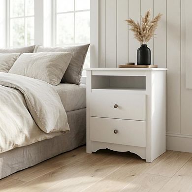 Monterey Tall Nightstand with 2 Drawers and Open Shelf for Bedroom