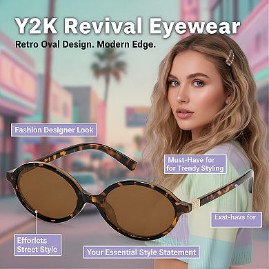 Retro Oval Sunglasses Women Y2K 90s Vintage Trendy Designer
