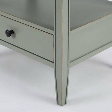 Antique Grey Storage Nightstand with Spacious Drawer and Modern Design