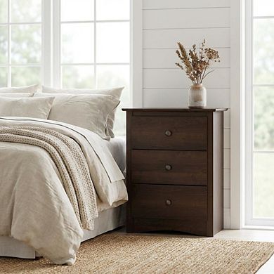 Tall nightstand with 3 drawers and sleek design