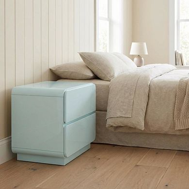 Bedroom Nightstand with Soft-Close Drawers and Acacia Legs