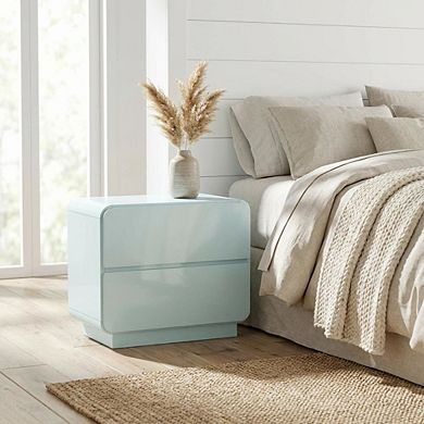 Bedroom Nightstand with Soft-Close Drawers and Acacia Legs