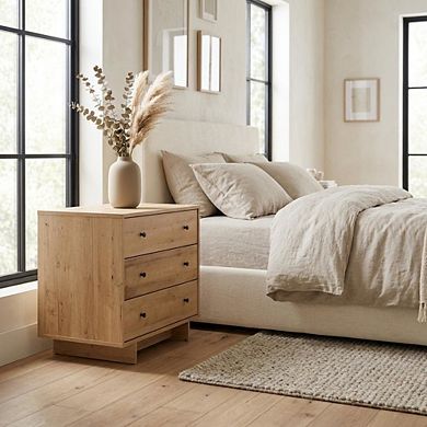 Nightstand with 3 Drawers and Modern Design