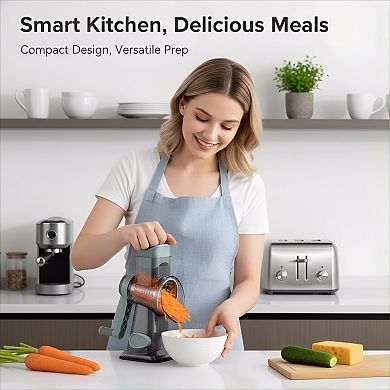 Rotary Cheese Grater Hand Crank with 3 Stainless Steel Blades