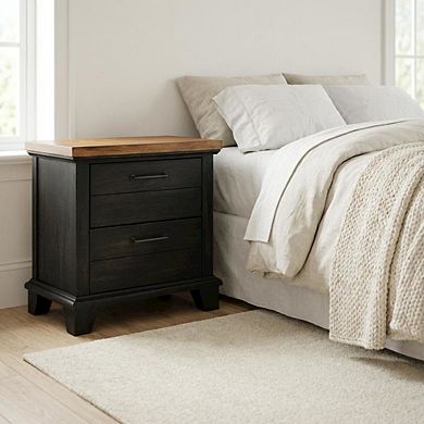 Brown Wood Bedroom Nightstand with Minimalist Design and Spacious Top