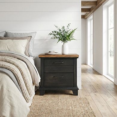 Brown Wood Bedroom Nightstand with Minimalist Design and Spacious Top
