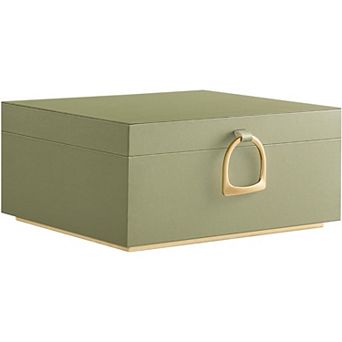 ZUQIETA 2-Layer Jewelry Box with Handle & Removable Tray, Sage Green Organizer