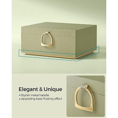 ZUQIETA 2-Layer Jewelry Box with Handle & Removable Tray, Sage Green Organizer