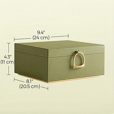 ZUQIETA 2-Layer Jewelry Box with Handle & Removable Tray, Sage Green Organizer