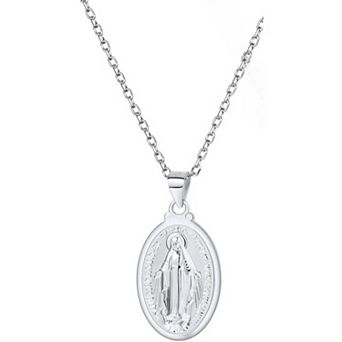 ZUQIETA 925 Sterling Silver Virgin Mary Necklace, Adjustable 22"-24", Catholic Protection Jewelry