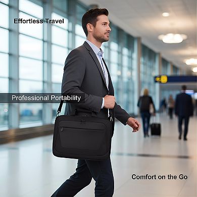 ZUQIETA 15.6" Laptop Messenger Briefcase with Shoulder Strap, Black