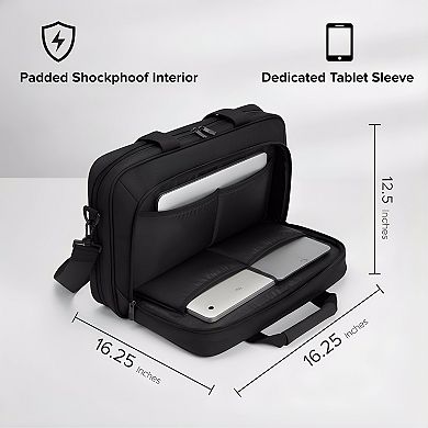 ZUQIETA 15.6" Laptop Messenger Briefcase with Shoulder Strap, Black