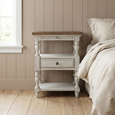Antique Bedroom Nightstand with Chestnut Top and Single Drawer