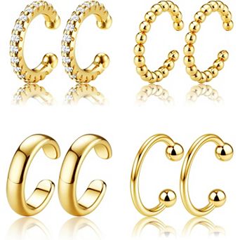 ZUQIETA Hypoallergenic Ear Cuffs - 14K Gold Plated, No-Piercing Clip On