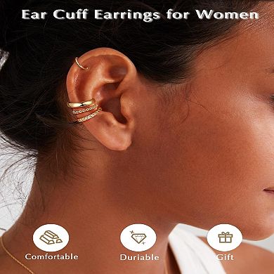 ZUQIETA Hypoallergenic Ear Cuffs - 14K Gold Plated, No-Piercing Clip On