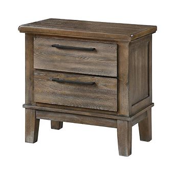 Solid Wood 2-Drawer Nightstand with Classic Design
