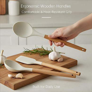 Heat Resistant Silicone Utensil Set for Nonstick Cookware Use