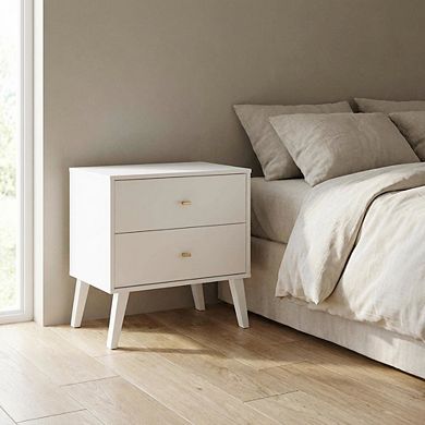 Mid Century Modern Nightstand with 2 Drawers and Sleek Design