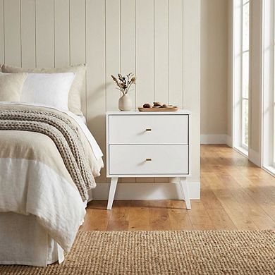 Mid Century Modern Nightstand with 2 Drawers and Sleek Design