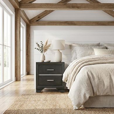 Nightstand with Transitional Style and Spacious Surface for Bedroom Storage