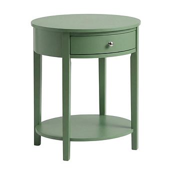 Nightstand with Wooden Drawer and Sturdy Construction