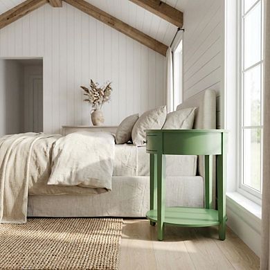 Nightstand with Wooden Drawer and Sturdy Construction