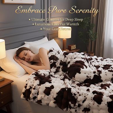 Faux Fur Throw Blanket Fluffy Plush Bubble Design for Couch