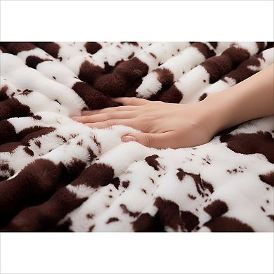 Faux Fur Throw Blanket Fluffy Plush Bubble Design for Couch