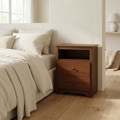 Monterey Tall Nightstand with Open Shelf and Dual Drawers