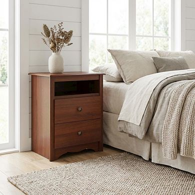 Monterey Tall Nightstand with Open Shelf and Dual Drawers