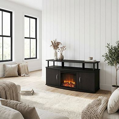 FurniFact Electric Fireplace TV Stand with Spacious Storage for TVs up to 55 Inches