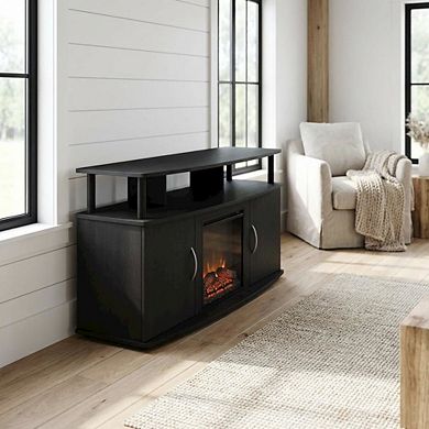 FurniFact Electric Fireplace TV Stand with Spacious Storage for TVs up to 55 Inches