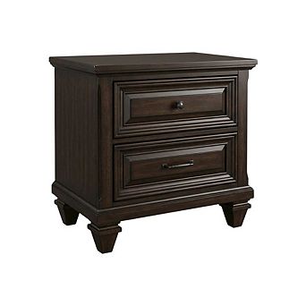 Solid Wood Nightstand with Two Drawers for Bedroom Storage