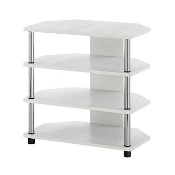 FurniFact Wooden TV stand, chrome accents, living room furniture