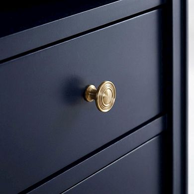 Midnight Blue Storage Nightstand with 2 Drawers and Traditional Style