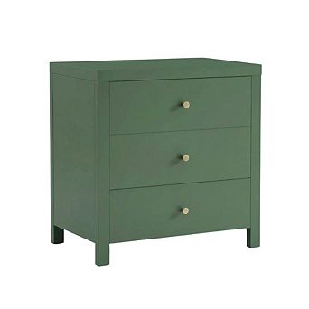 Vintage Green Nightstand with 3-Drawer Storage and Casual Design