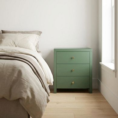 Vintage Green Nightstand with 3-Drawer Storage and Casual Design