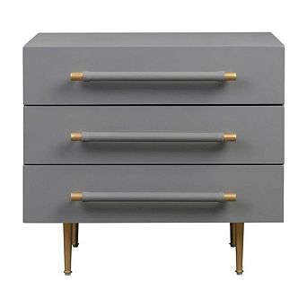 Bedroom Nightstand with Soft-Close Drawers and Gold Iron Legs