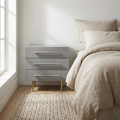 Bedroom Nightstand with Soft-Close Drawers and Gold Iron Legs