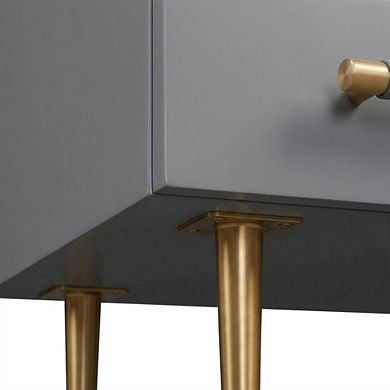 Bedroom Nightstand with Soft-Close Drawers and Gold Iron Legs
