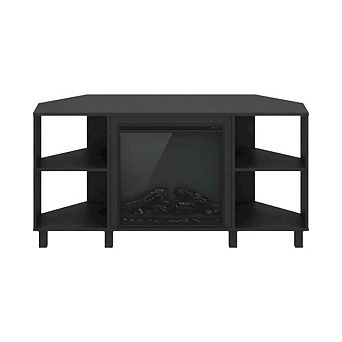 FurniFact Electric fireplace corner TV stand with storage and media center features