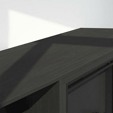 FurniFact Electric fireplace corner TV stand with storage and media center features