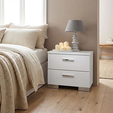 Nightstand with Chrome Legs for Modern Bedroom Decor